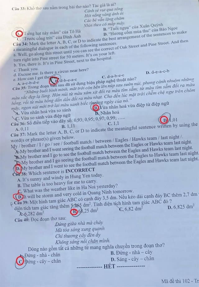 Đề thi vào lớp 6 CLC Thành phố Hưng Yên năm 2025-2026