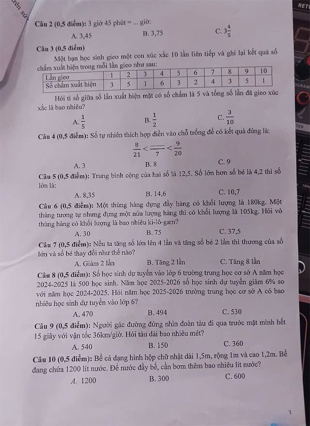 Đề thi Toán vào lớp 6 THCS Nguyễn Huệ năm 2025-2026