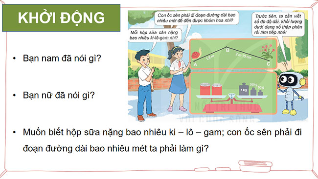 PowerPoint Viết số đo đại lượng dưới dạng số thập phân