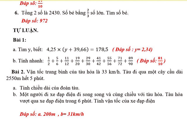 Đề thi Toán vào lớp 6 môn Toán trường THCS Vĩnh Tường 2025-2026