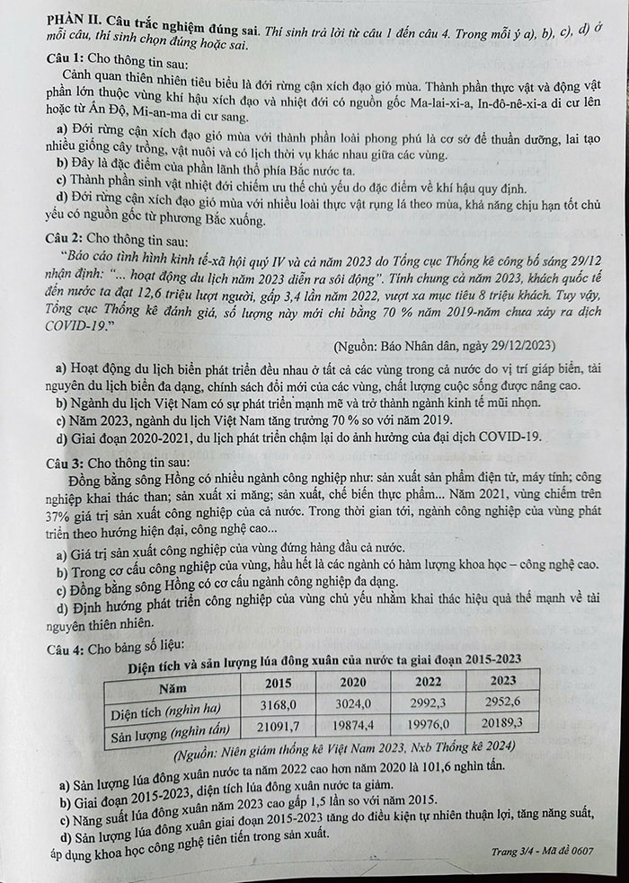 Đề thi thử tốt nghiệp THPT 2025 môn Địa lí Thái Bình