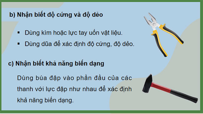 Thực hành nhận biết tính chất cơ bản của vật liệu cơ khí thông dụng