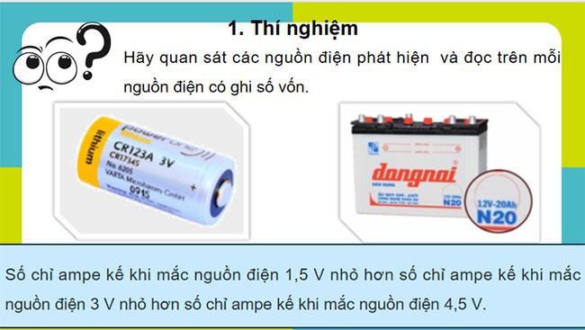 Cường độ dòng điện và hiệu điện thế