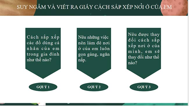 PowerPoint Hoạt động trải nghiệm 6: Sắp xếp nơi ở của em