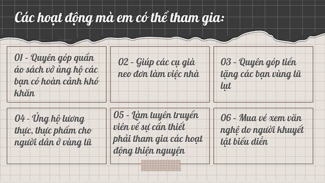 PowerPoint Hoạt động trải nghiệm 6: Em tham gia hoạt động thiện nguyện