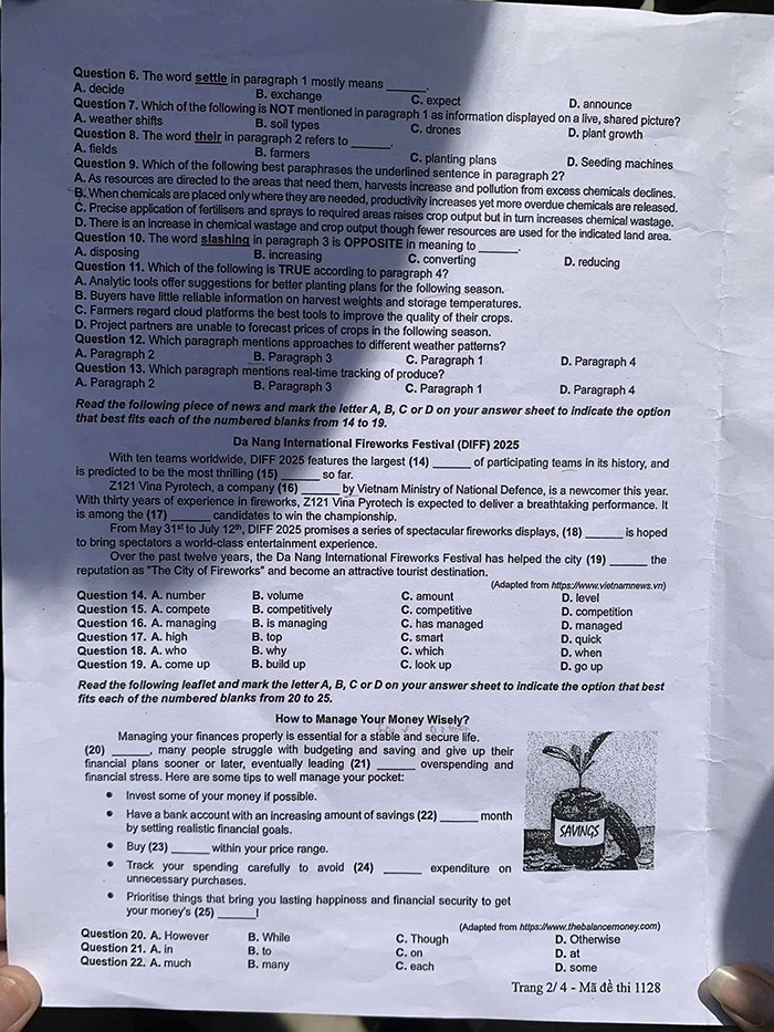 Đề Anh thi THPT quốc gia 2025