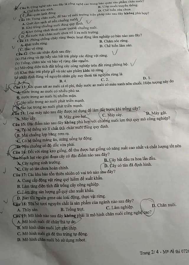 Đề thi tốt nghiệp môn Công nghệ 2025