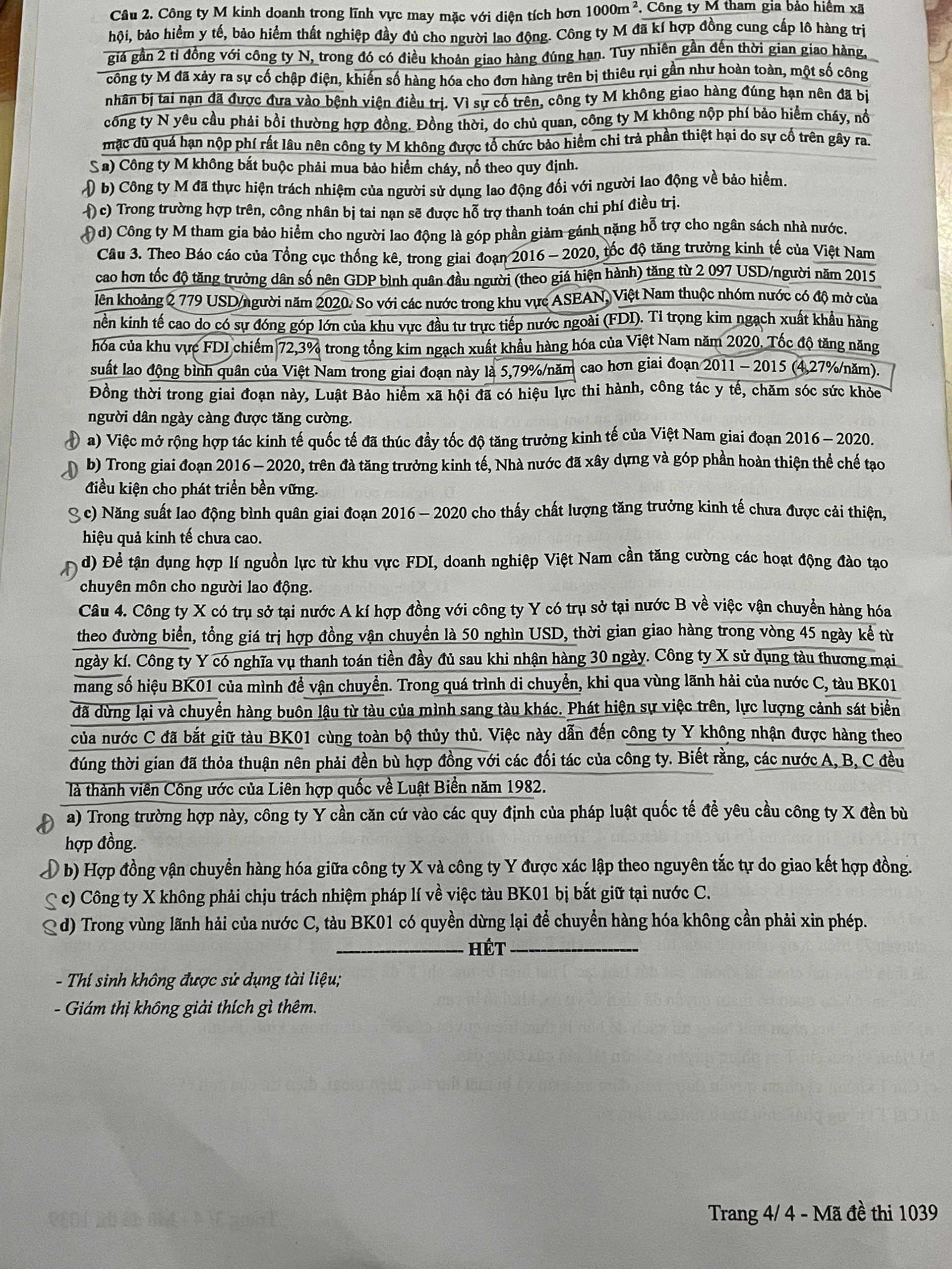 Đề thi tốt nghiệp THTP 2025 môn KTPL