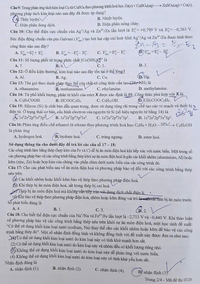 Đề Hóa THPT quốc gia 2025