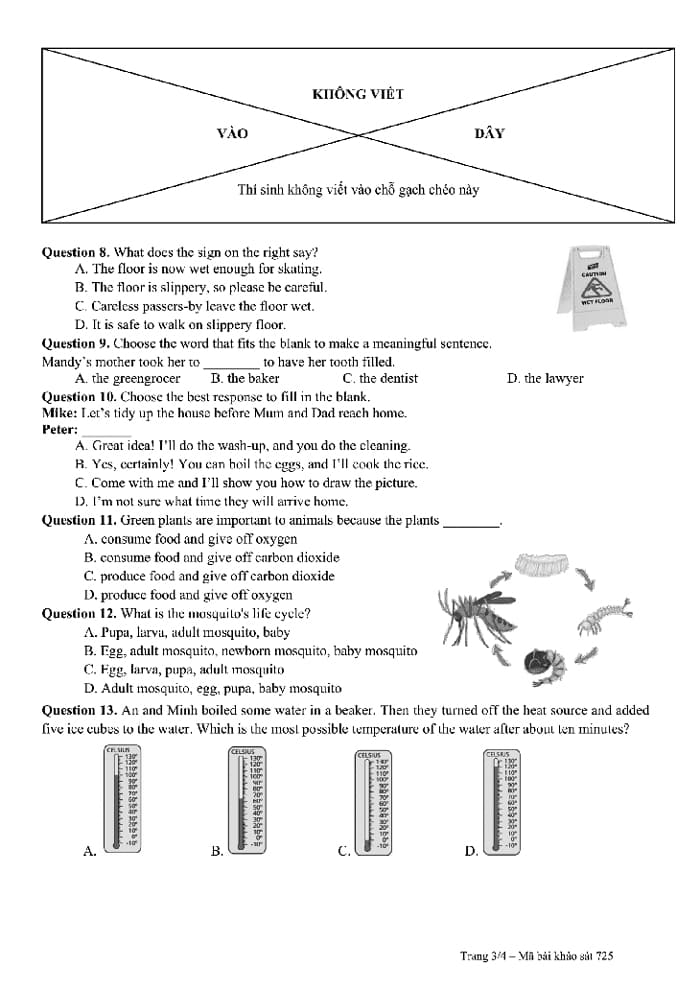 Đáp án trắc nghiệm khảo sát năng lực vào lớp 6 Trần Đại Nghĩa 2025-2026