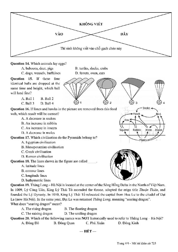 Đáp án trắc nghiệm khảo sát năng lực vào lớp 6 Trần Đại Nghĩa 2025-2026