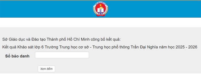 Tra cứu điểm thi lớp 6 Trần Đại Nghĩa năm 2025