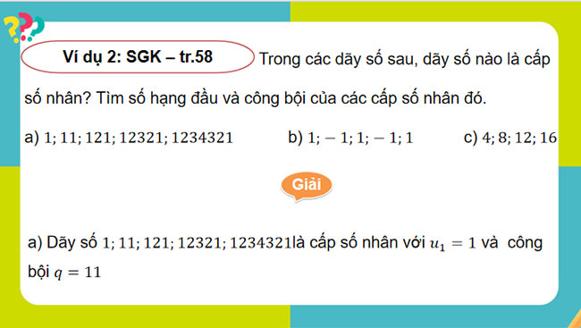 Giáo án PowerPoint Toán 11 Bài 3: Cấp số nhân