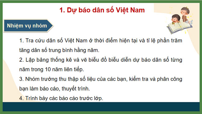 Dùng công thức cấp số nhân để dự báo dân số