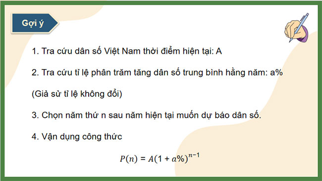 Dùng công thức cấp số nhân để dự báo dân số