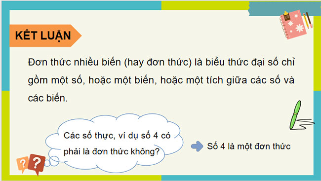 Đơn thức nhiều biến Đa thức nhiều biến