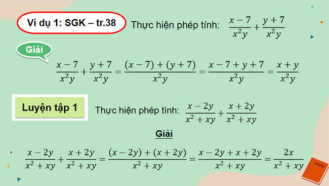 Phép cộng phép trừ phân thức đại số