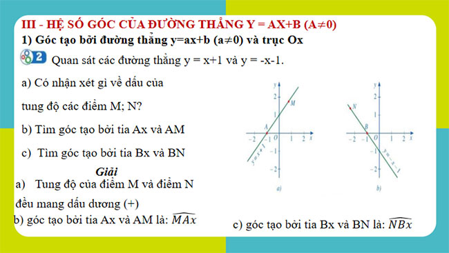 Đồ thị của hàm số bậc nhất y = ax + b