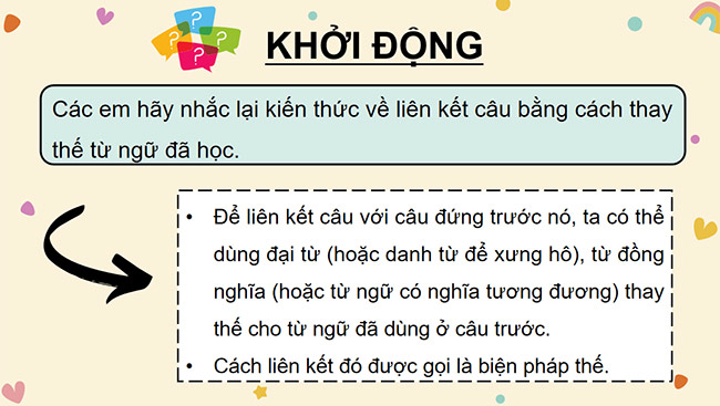 PowerPoint Luyện tập liên kết câu bằng cách thay thế từ ngữ