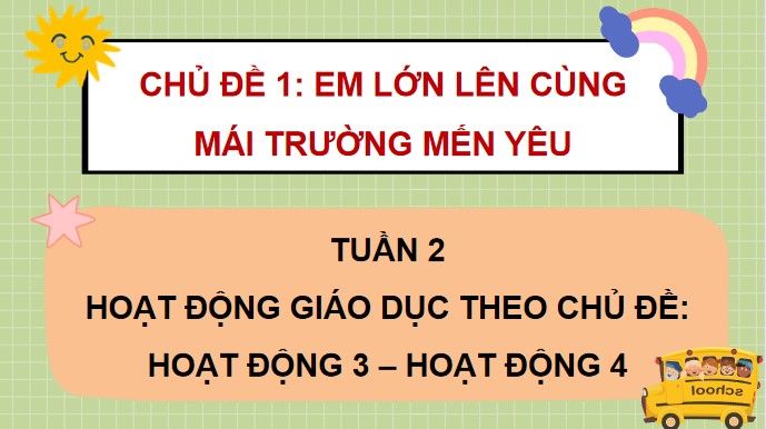 PowerPoint Tuần 2 Chủ đề 1: Em lớn lên cùng mái trường mến yêu