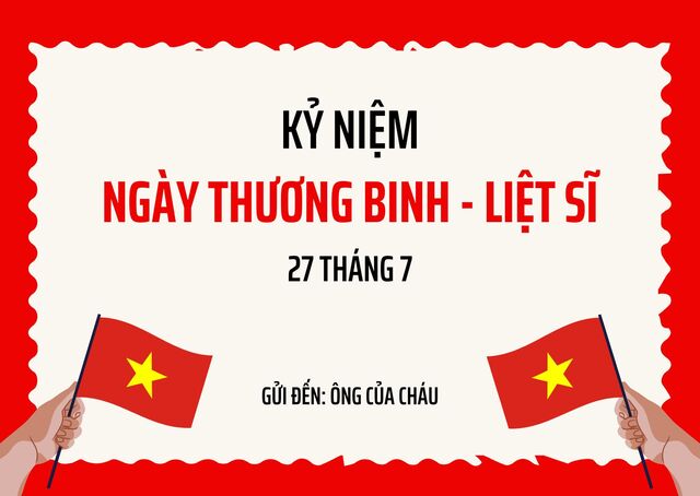 Thiệp chúc mừng ngày 27/7 gửi ông nền đỏ trắng