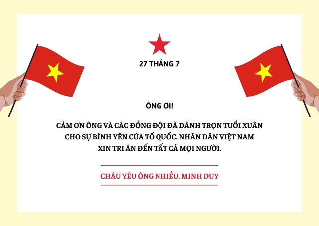 Thiệp chúc mừng ngày 27/7 gửi ông nội đẹp ý nghĩa