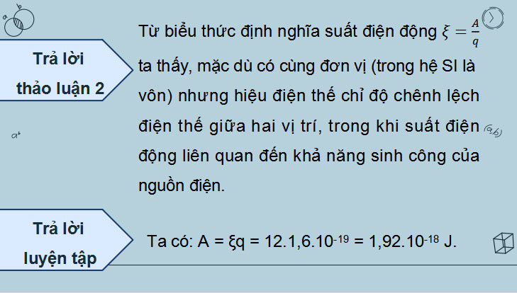 Giáo án PowerPoint Vật lí 11 Bài 18: Nguồn điện