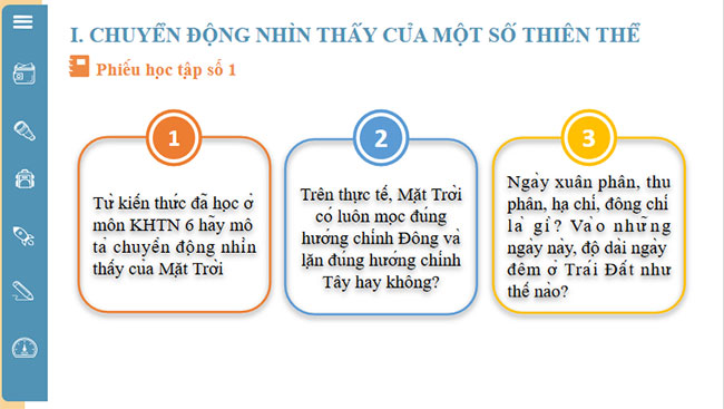 Chuyển động nhìn thấy của một số thiên thể trên nền trời sao
