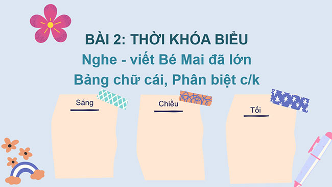 PowerPoint Nghe - viết Bé Mai đã lớn, Bảng chữ cái, Phân biệt c/k