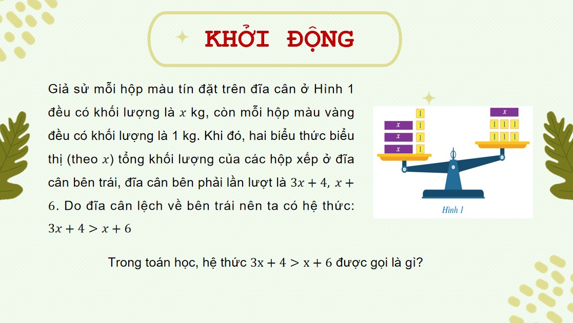 Giáo án điện tử Bài Bất phương trình bậc nhất một ẩn Toán 9 Cánh Diều