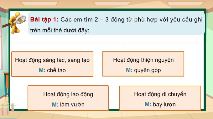 PowerPoint Luyện từ và câu: Luyện tập về động từ