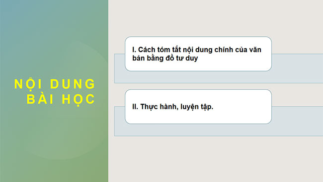 PowerPoint Ngữ văn 6 Bài 1: Tóm tắt nội dung chính của một văn bản bằng sơ đồ
