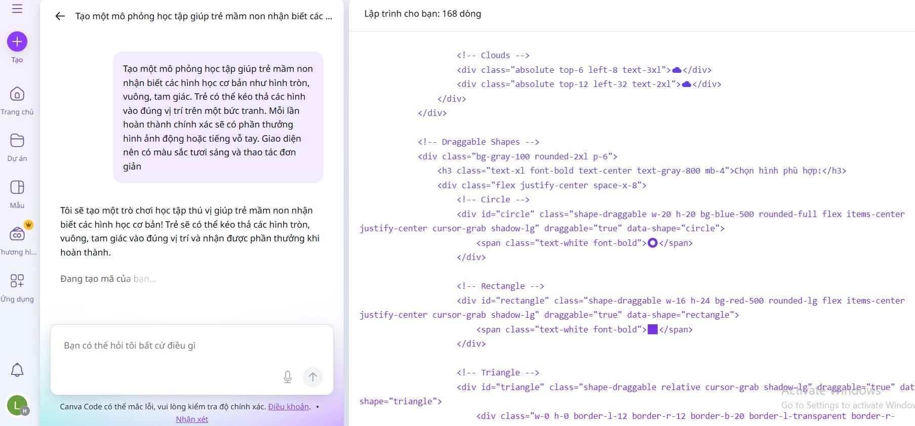 Tạo sản phẩm mô phỏng hoặc trò chơi hỗ trợ học tập sử dụng Canva AI hoặc Google Gemini