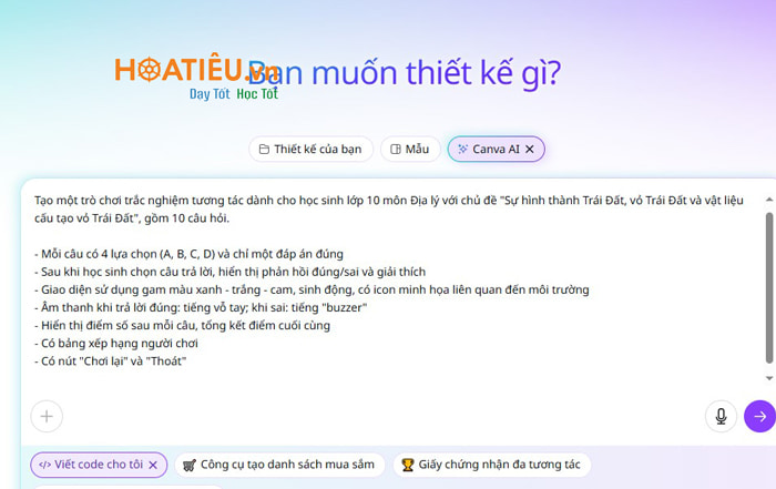 Cách tạo trò chơi học tập trên Canva