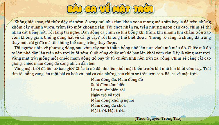 Giáo án Tiếng Việt lớp 5 Bài 15: Bài ca về mặt trời