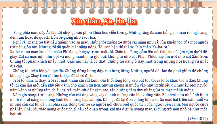 Bài 16: Xin chào, Xa-ha-ra