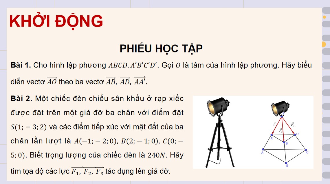 Giáo án PowerPoint Toán 12 KNTT Bài Vẽ vectơ tổng của ba vectơ trong không gian bằng phần mềm GeoGebra
