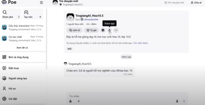 Cách tạo Chatbot cá nhân với Poe hoặc MagicSchool