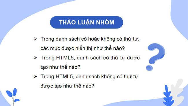 Tạo danh sách bảng