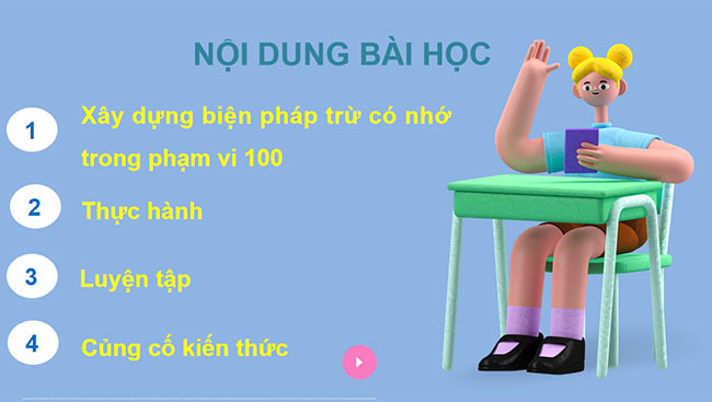 PowerPoint Phép trừ có nhớ trong phạm vi 100