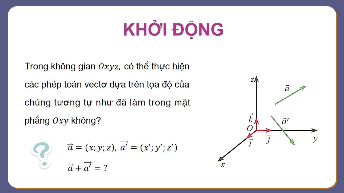 Giáo án PowerPoint Toán 12 CTST Bài Biểu thức toạ độ của các phép toán vectơ