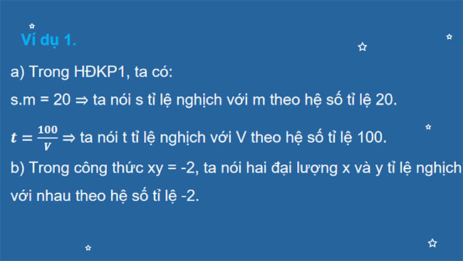 Đại lượng tỉ lệ nghịch
