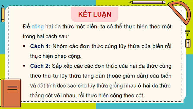 Phép cộng và phép trừ đa thức một biến