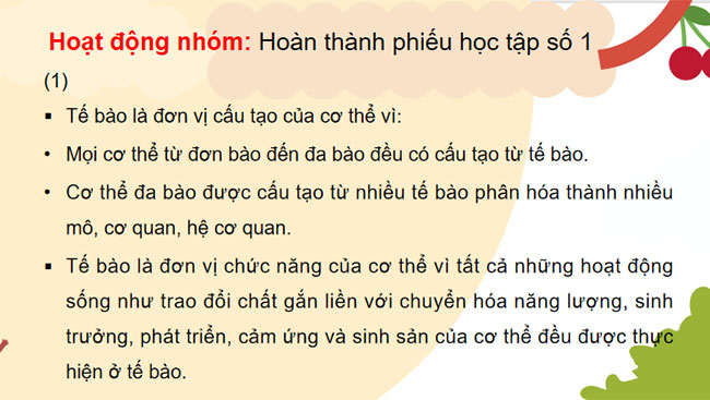 Sự thống nhất về cấu trúc và các hoạt động sống trong cơ thể sinh vật