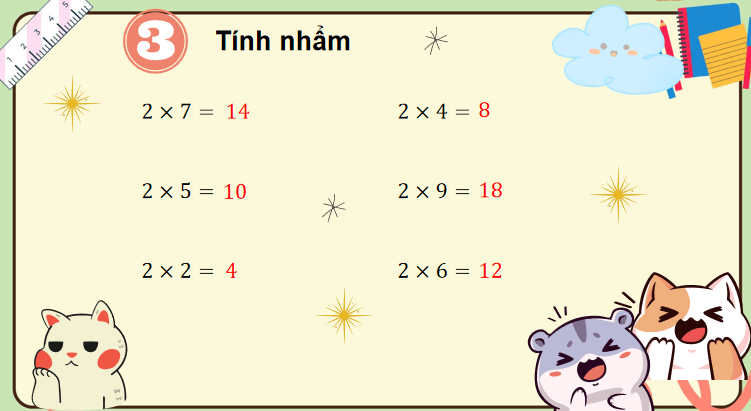 Giáo án Toán 3: Ôn tập về phép nhân, bảng nhân 2, bảng nhân 5 Cánh Diều