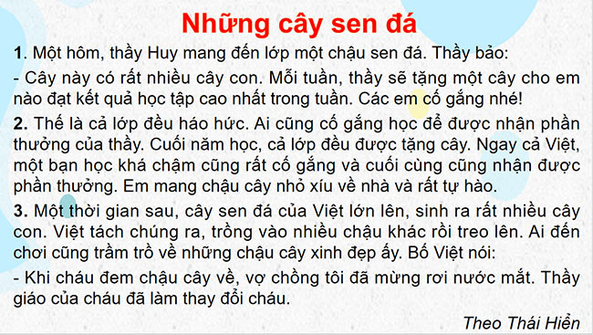 PowerPoint Kể chuyện đã học Những cây sen đá