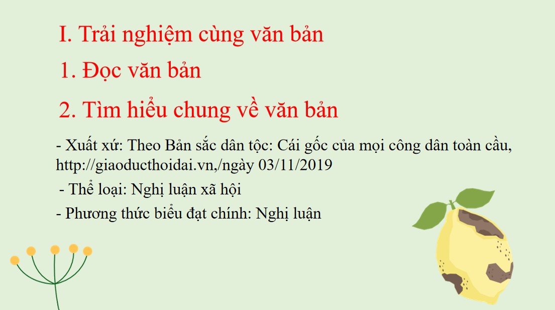 PowerPoint Bài Bản sắc dân tộc: cái gốc của mọi công dân toàn cầu Văn 9 CTST