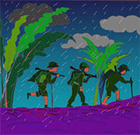  Giáo án mầm non: Bài thơ Chú bộ đội hành quân trong mưa