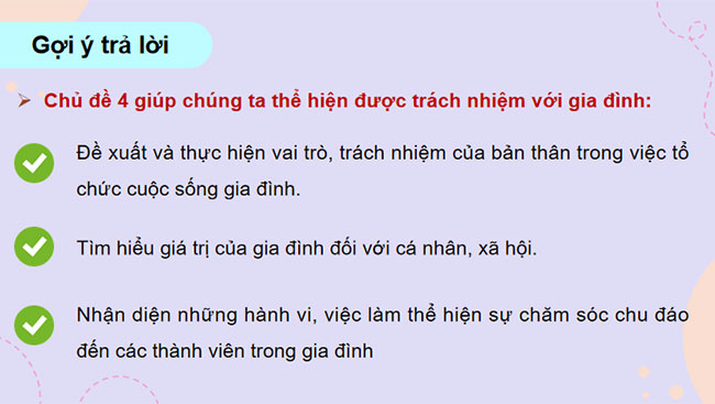 Thể hiện trách nhiệm với gia đình