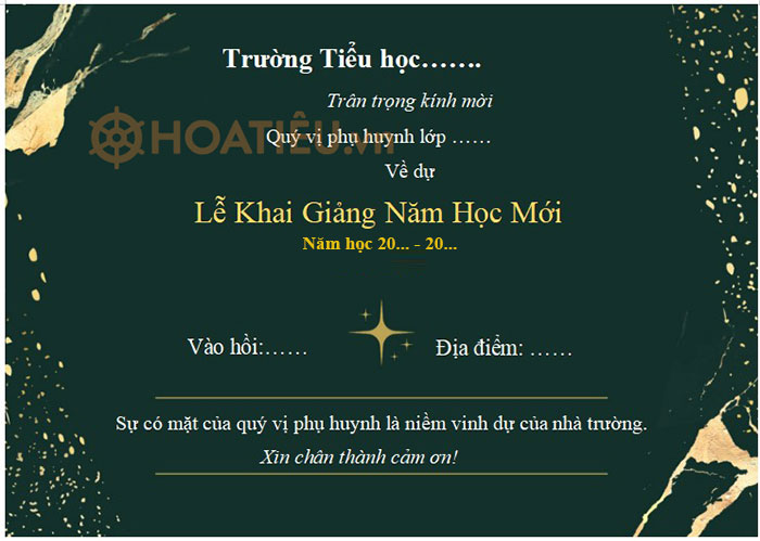 Mẫu giấy mời khai giảng đẹp